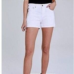 AG Adriano Goldschmied The Hailey White Denim Ex Boyfriend Roll Up Short SZ 32R